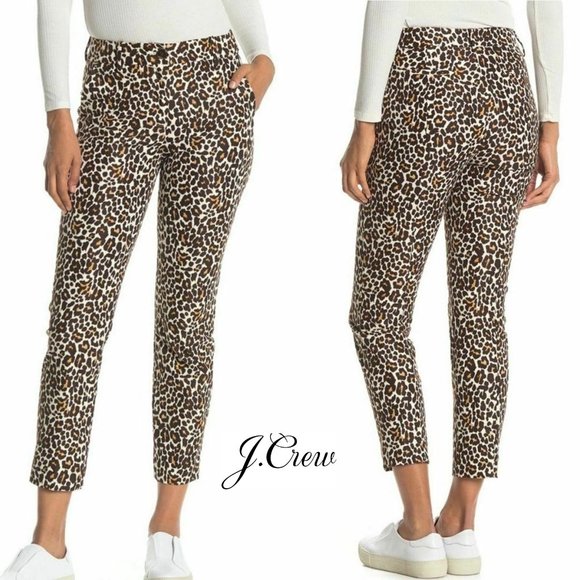J. Crew Pants - New J. Crew Leopard Print Slim Pants Ankle Polyester Pants Sz 4